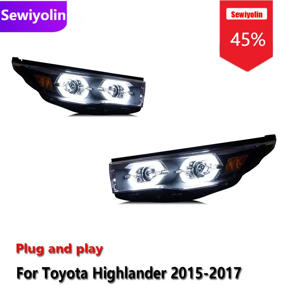 

Car DRL LED Headlight Assemblies For Toyota Highlander 2015-2017 Fog DRL Brake Turn Signal Lamp Plug And Play