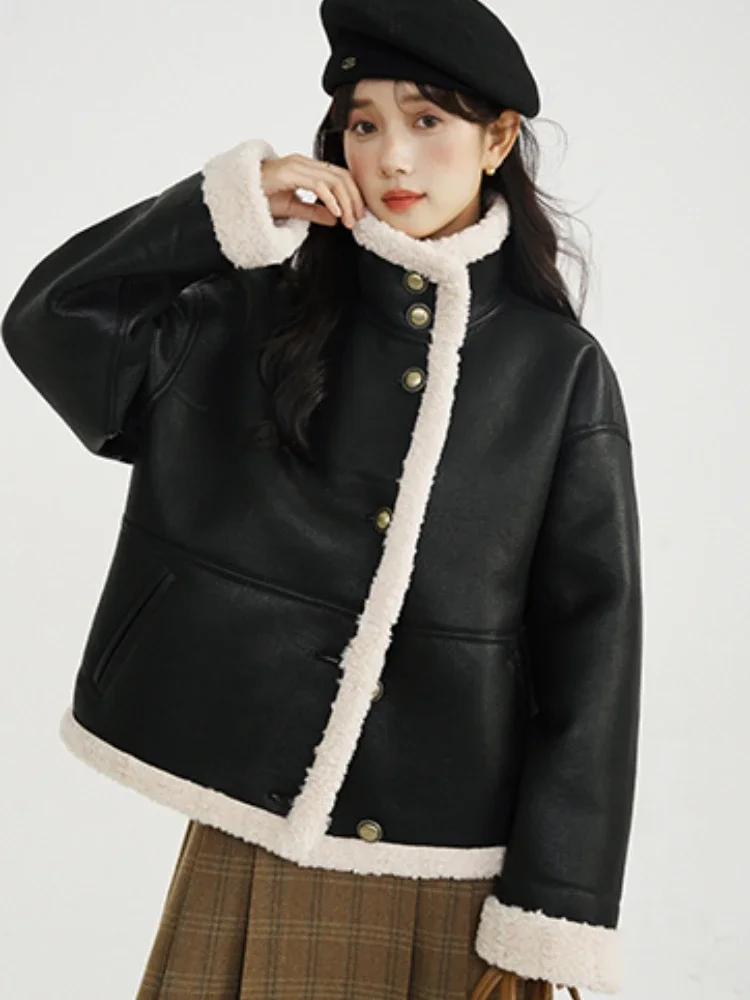 

Vintage Women's Jacket Korean Popular Clothes Classical Sheepskin Coat for Women Winter Jacket "Korean Dongdaemun 2024 New