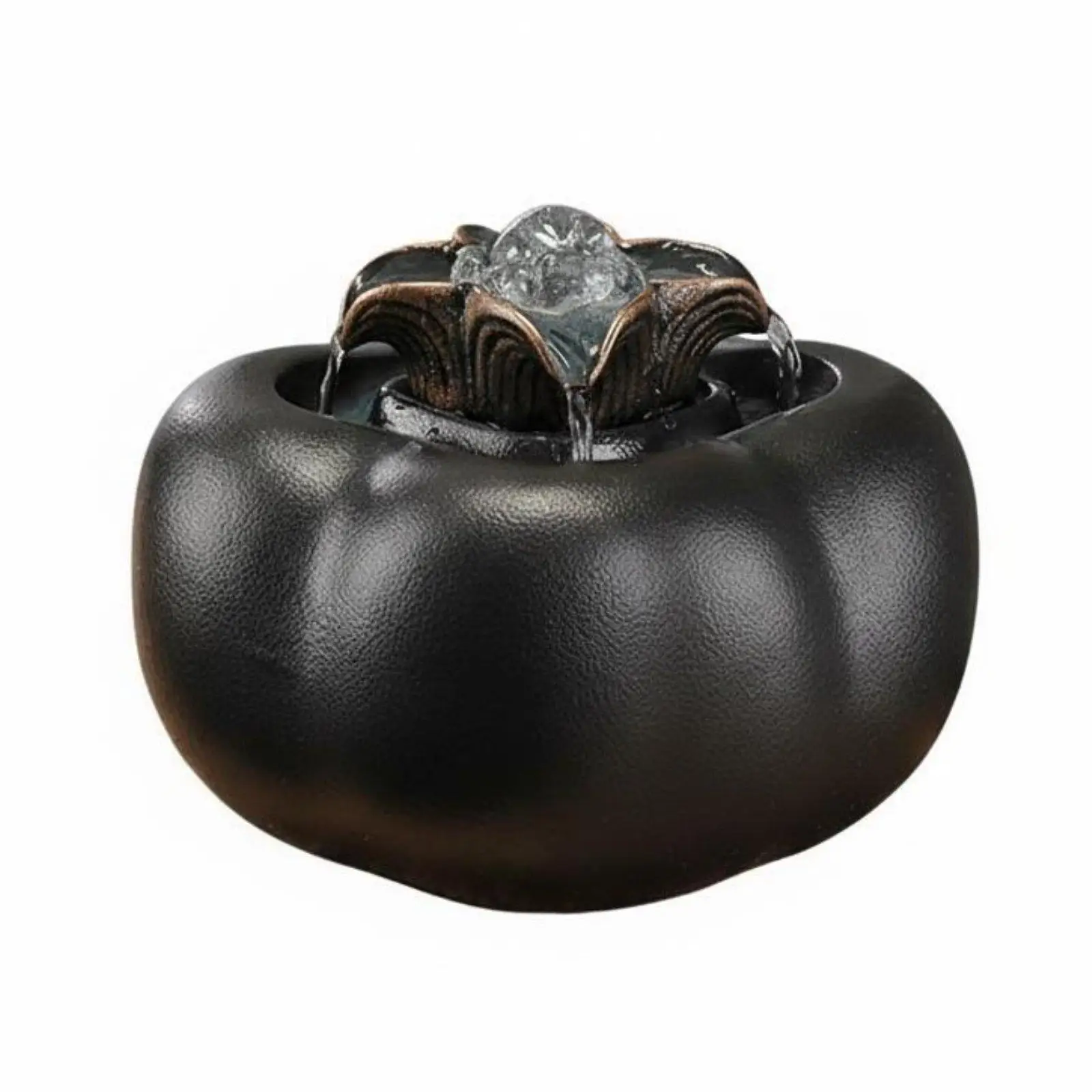 Indoor Feng Shui Water Fountain Ceramic Tabletop Decor with Glazed Finish Calming Sound for Office Living Room Shelf Ornament