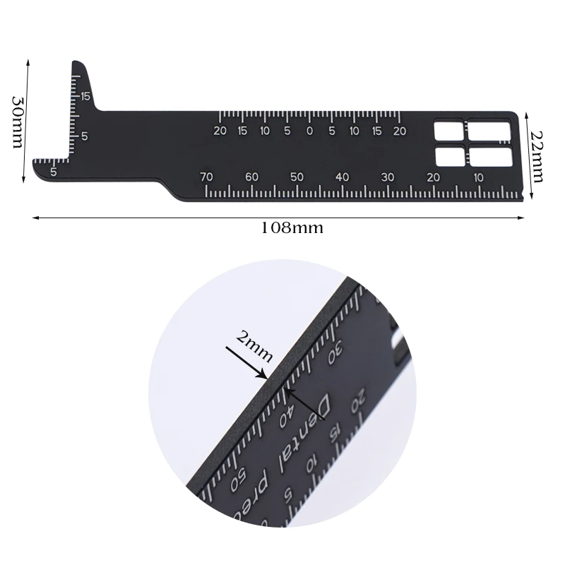 1pc Dental Precision Measuring Ruler - Double-Sided Scale, Aluminum, Multi-Function Endodontic Tool for Medical & Lab Use
