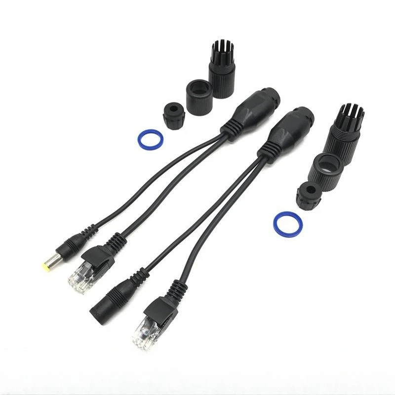 Waterproof Non-Standard POE Splitter, Pass Through RJ45 Ethernet POE Combiner Separator with DC Output for CCTV Camera