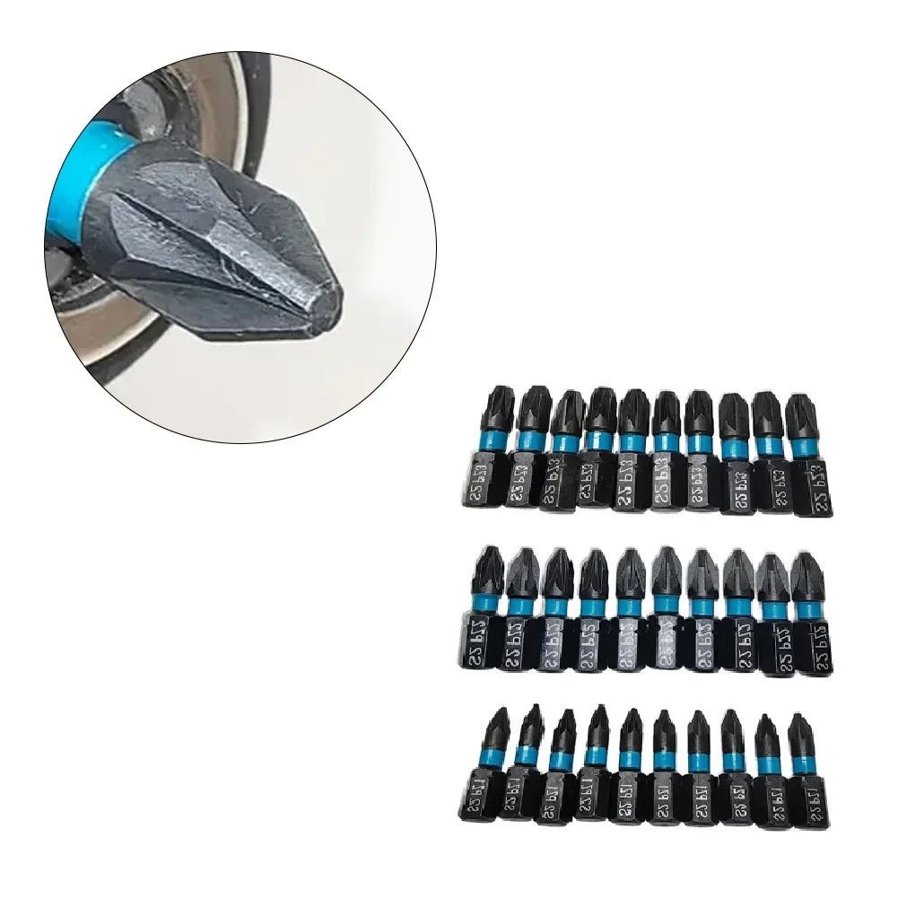 مجموعة لقم مفك براغي دقيقة مكونة من 10 25 مم من سبائك الصلب لـ PZ1/PZ2/PZ3 أطراف مغناطيسية لتعزيز الكفاءة