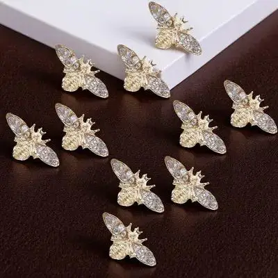 

10pcs Nail Decorations 3D Bee Shape Alloy Diy Manicure Art Charms For Natural Fake Nails Face Body Painting Stage Makeup