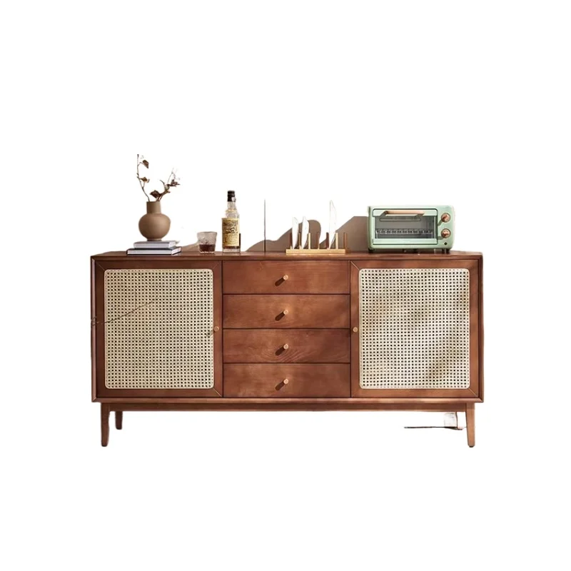 

Nordic rattan dining side cabi net so lid wood kitc hen locker Japanese living room porch cabi net wabi sandy wi nd