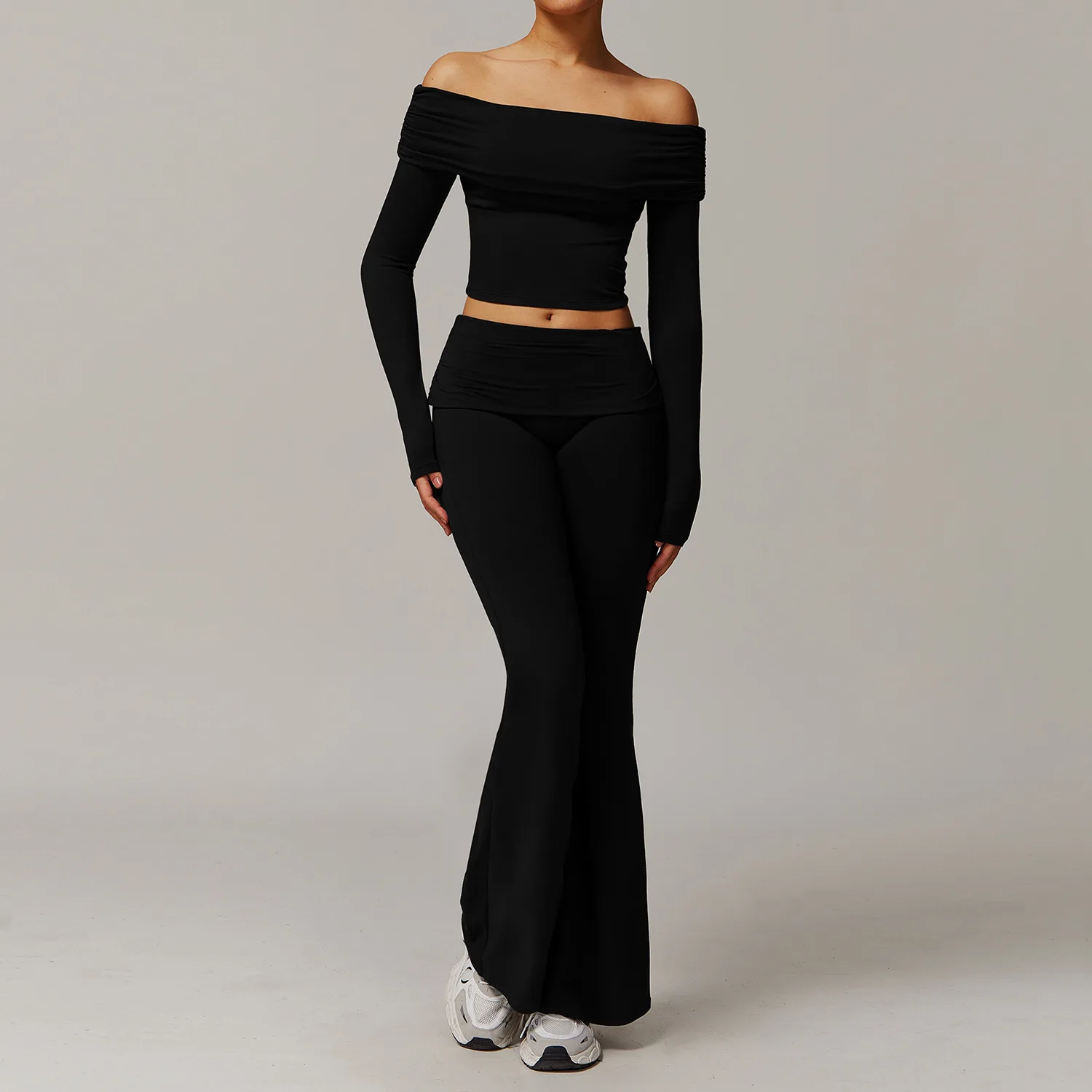 المرأة ملابس رياضية لليوجا 2 قطعة مجموعة رياضية التجفيف السريع الصالة الرياضية مجموعة النساء رياضية الجري تجريب طويلة الأكمام قميص رياضي ملابس اليوغا #5