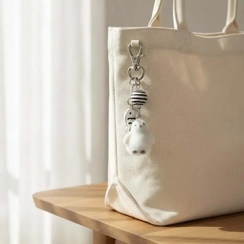 Weicher, strapazierfähiger, beflockter Tier-Schlüsselanhänger, niedlicher Cartoon-Schlüsselring-Anhänger für Autoschlüssel, Laptop-Taschen-Deko, kleines Geschenk für Büroangestellte – Detail 8