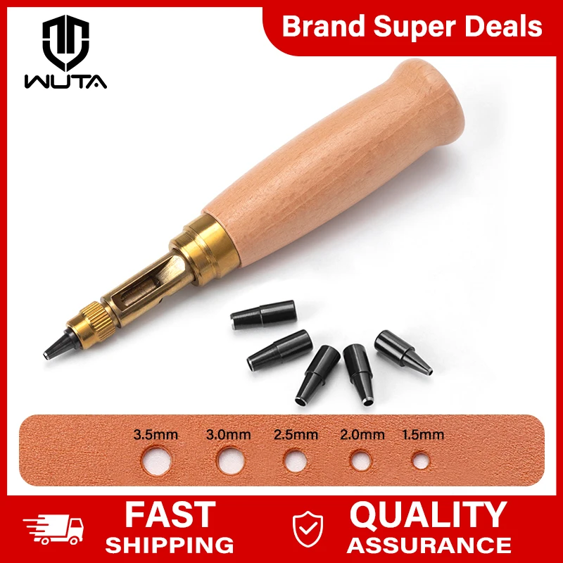 WUTA Automatic Interchangeable Heads Hole Punch Tool Hole Punch Screw Punch Round Leather Craft Chisel DIY Leather Tools