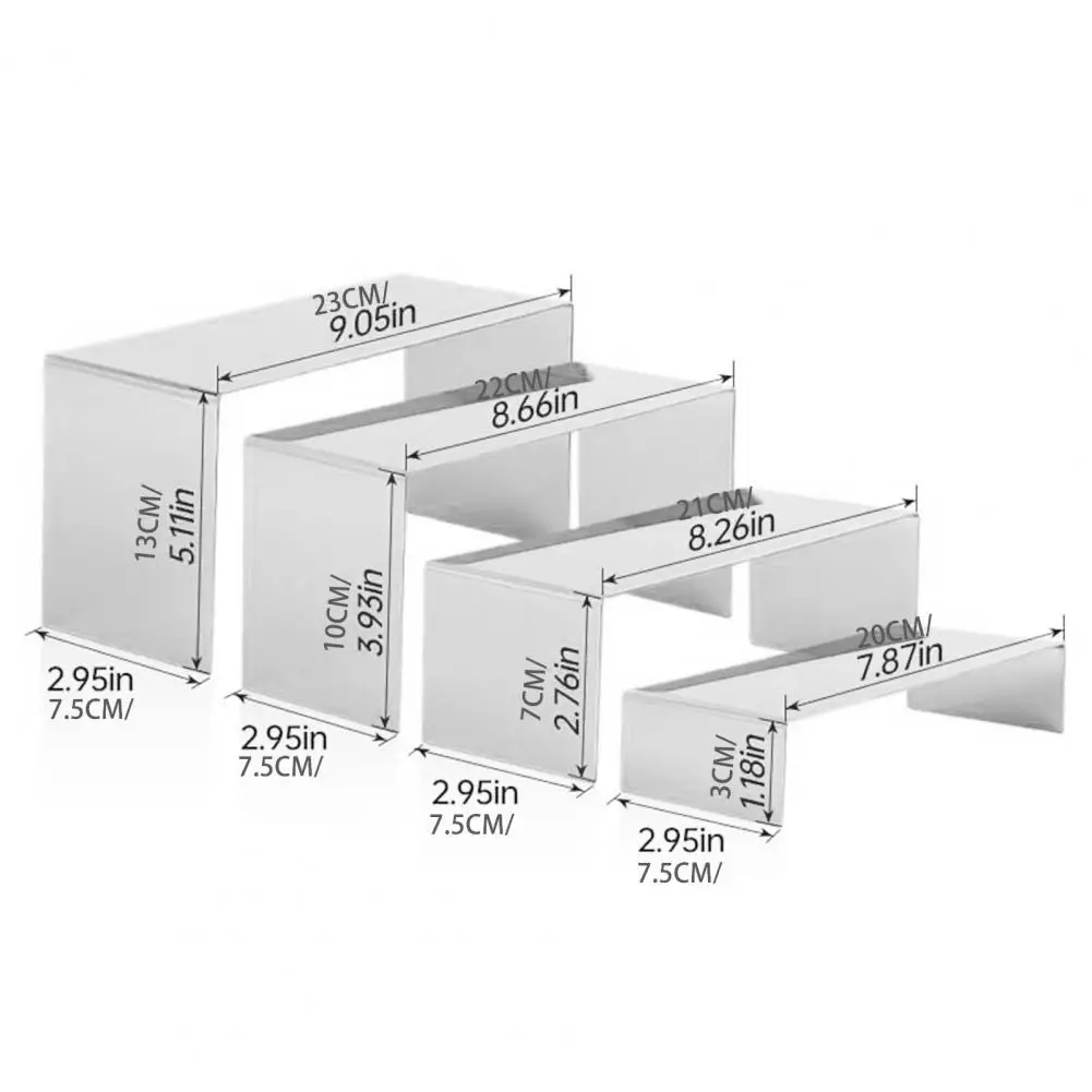 Mirror Effect Display Stands 4pcs Display Stands with Mirror Finish High Stability Jewelry Holders Easy to Clean for Cupcakes