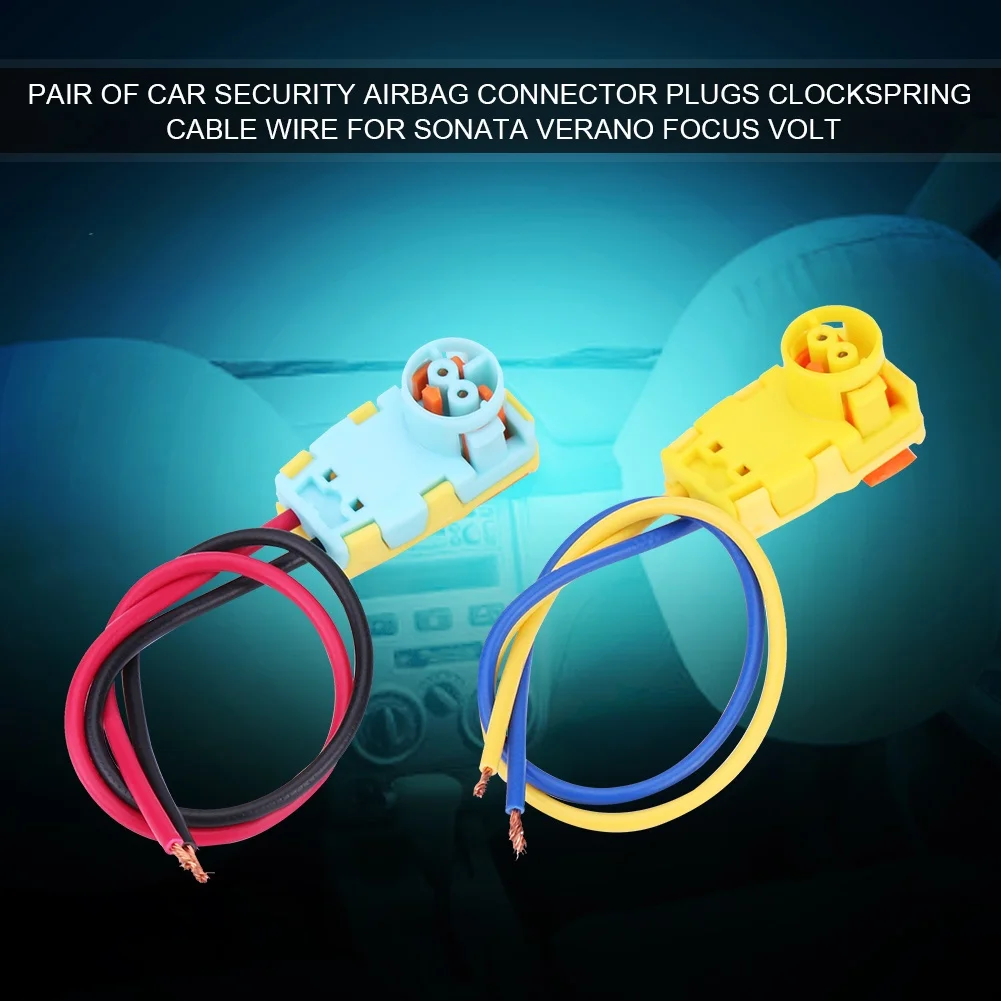 Pair of Car Security Airbag Connector Plugs Clockspring Cable Wire for Sonata Verano Focus Volt