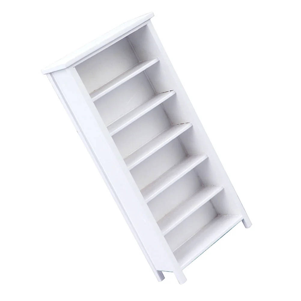 

Vertical Bookcase Model White Decor Mini House Ornament Display Shelf Miniature Bookcases Bookshelf Solid Wood