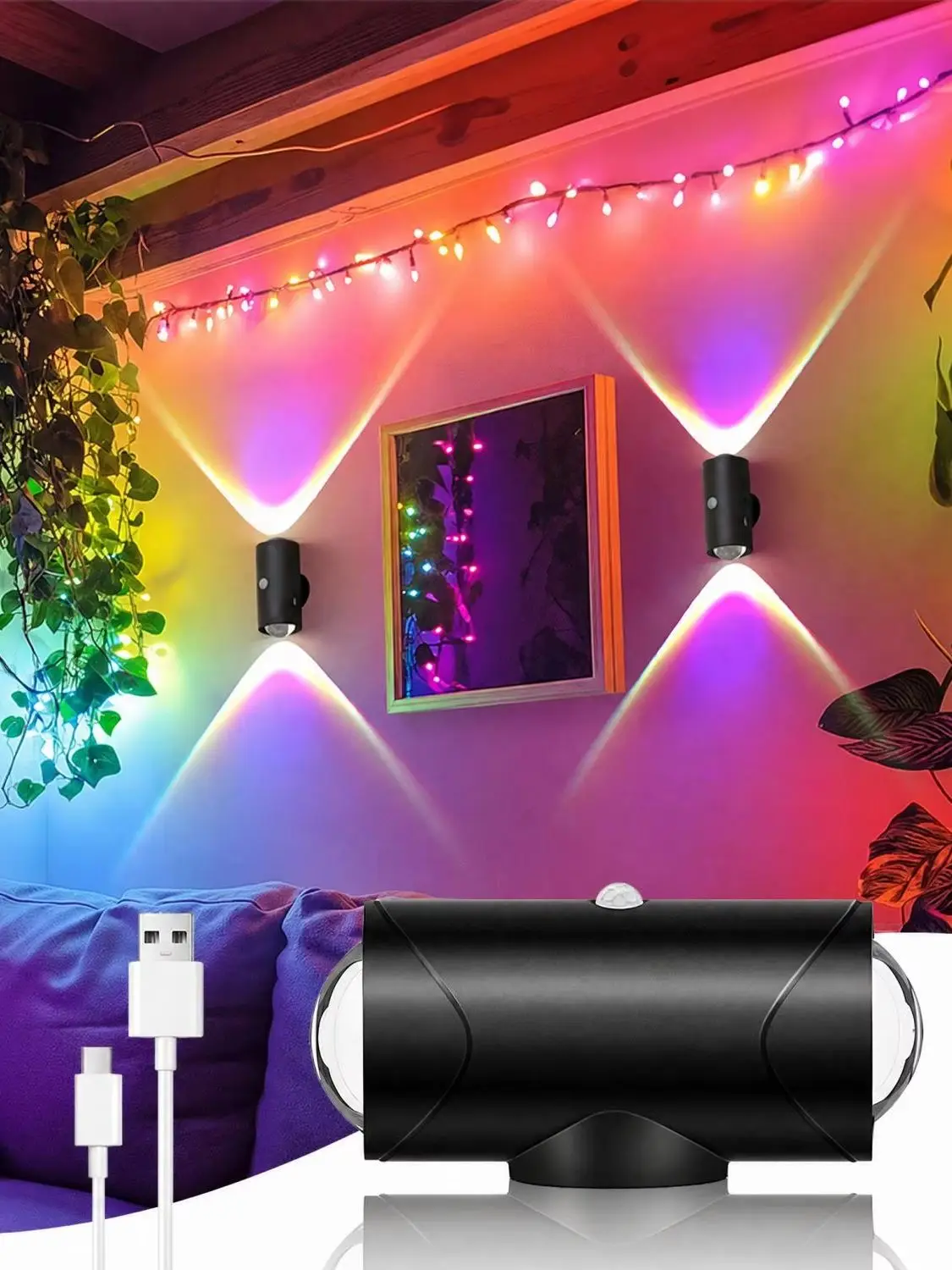 Aiopp Smart Sensor Nachtlicht für den Innenbereich, 8 Beleuchtungsmodi, wiederaufladbare kabellose magnetische Wandlampe für Wohnung, Flur, Schlafzimmer