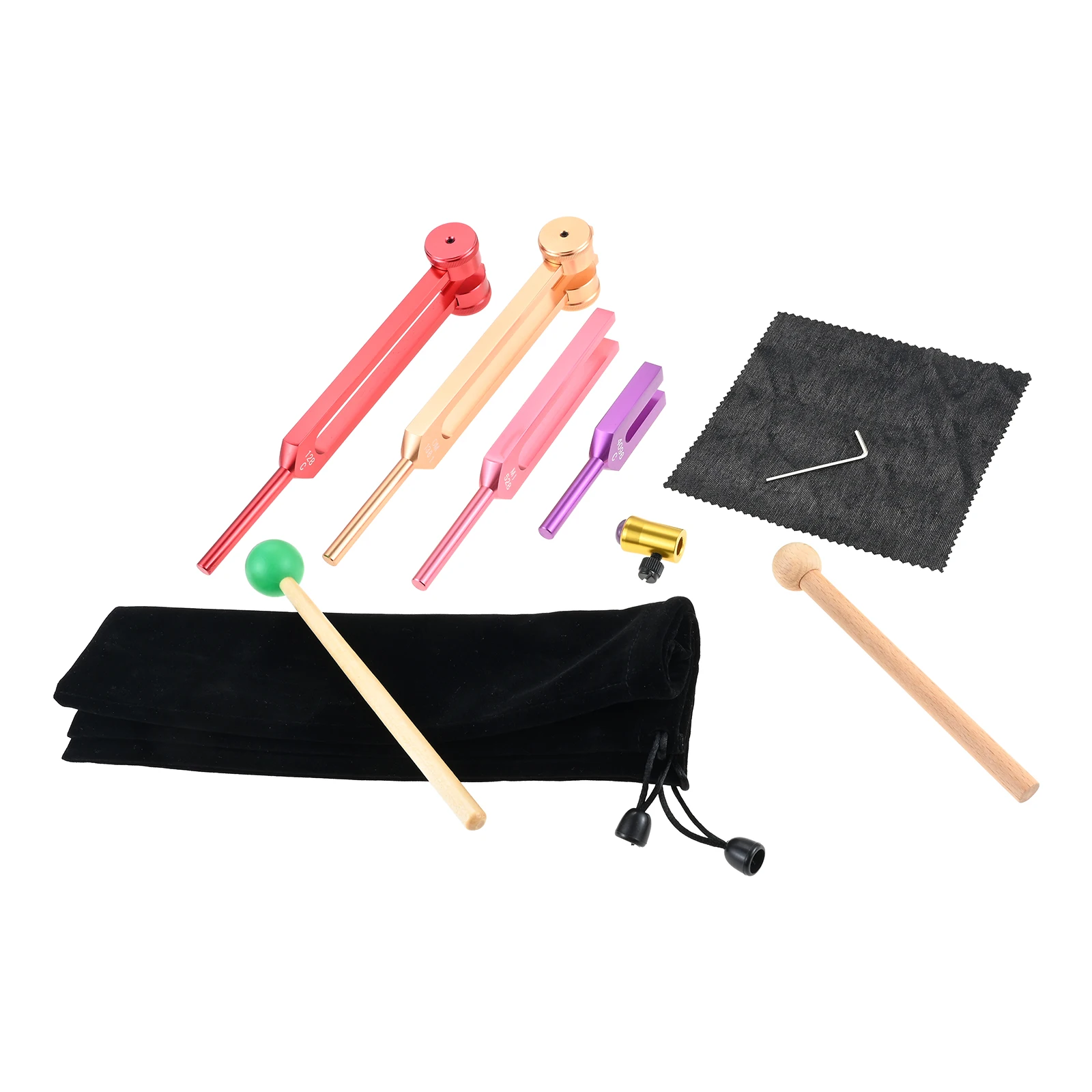 4Pcs Colorful Tuning Forks Sound Healing Set 128/OM136.1/MI 528/4096Hz for Yoga Meditation SPA Aromatherapy Musical Tuning