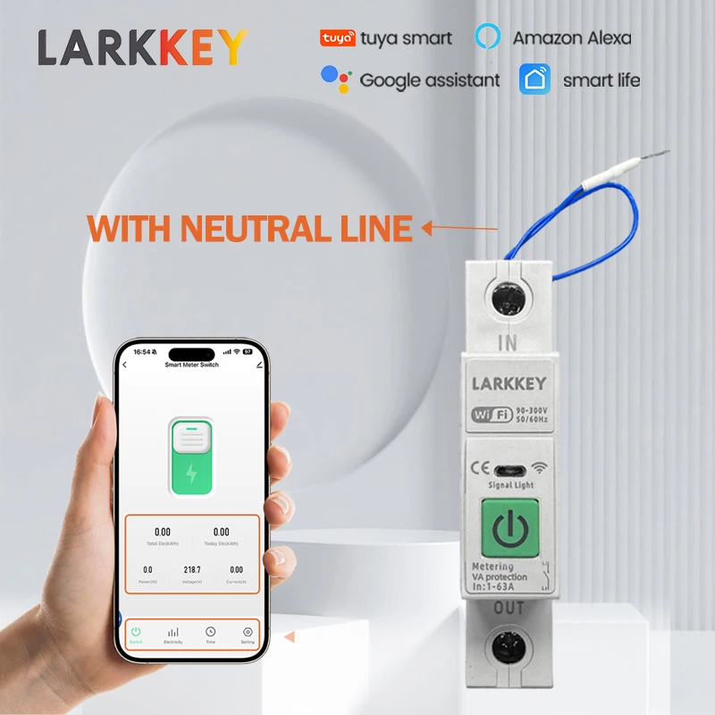 

TUYA WiFi Smart Circuit Beaker AC 63A Leakage Voltage Protection Relay Switch Circuit Beaker Power Meter with Neutral Line