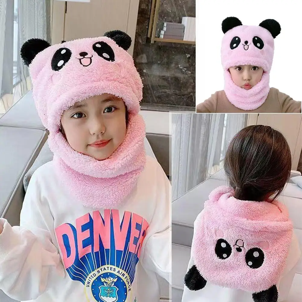 

Cute Children Cartoon Scarf Hat Two-piece Double Fleece Parent-child Hat Adult Kids Winter Autumn Boy Girl Child Warmth F6W7