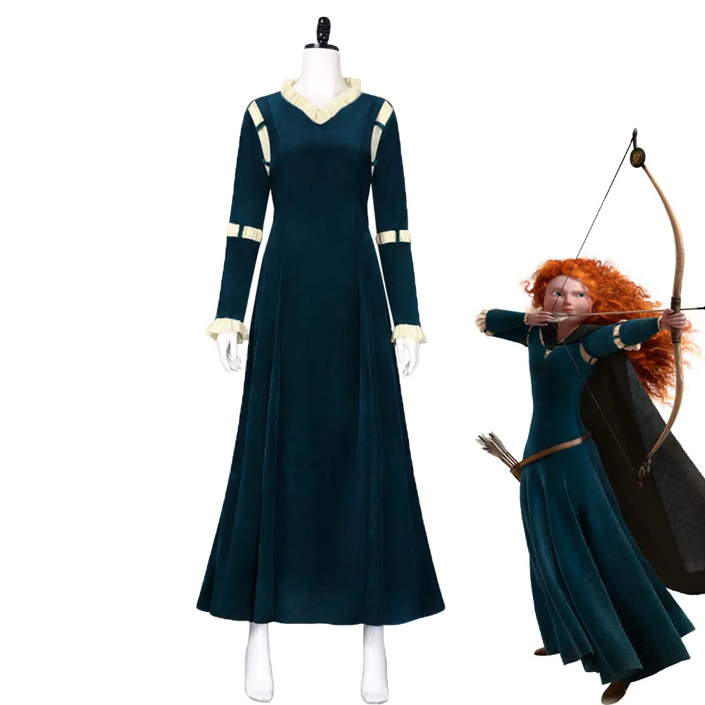 Disfraz de princesa Mérida de película de dibujos animados, vestido largo de palacio para mujer adulta, escenario de fiesta de Carnaval y Halloween para disfraces de mujer