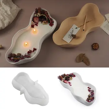 Silikonová forma na betonovou nádobu na svíčky, DIY sádrový cement, nepravidelná miska na svíčky, úložný talíř, silikonová pryskyřičná forma pro domácí dekoraci 10 nejlepší prodej silikonové formy na sádru - №2