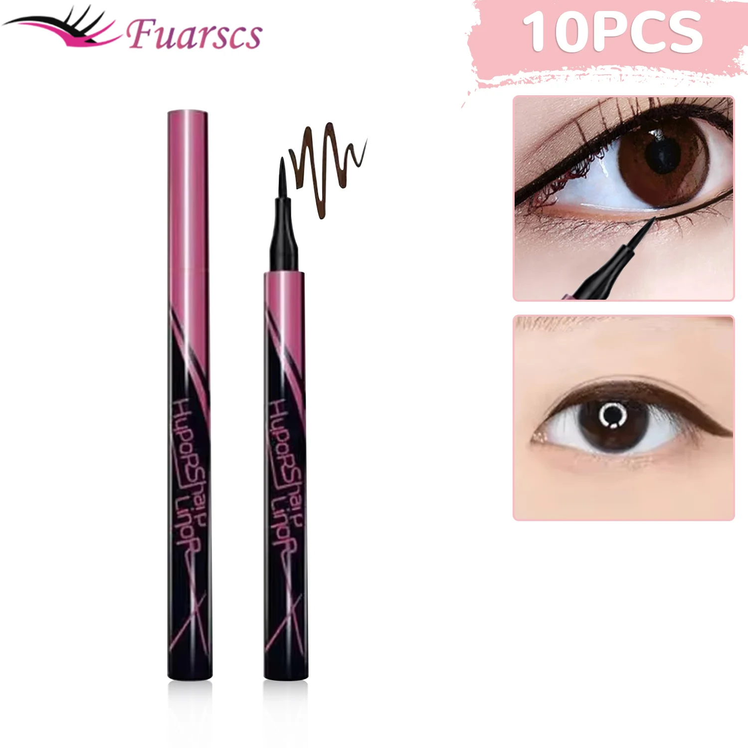 10PCS Brown Liquid Eyeliner Waterproof Quick Drying Long Lasting Eye Liner Pencil Not Bloom Natural Eyeliner Cosmetic Tools