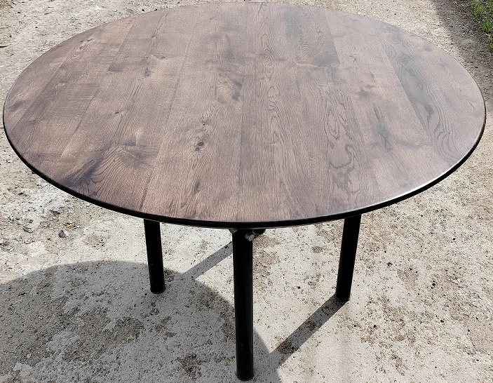Rustic Solid Wood Furniture Tops Custom Sizes Available Wholesale Walnut Stained 120cm Round Oak Dining Table Top