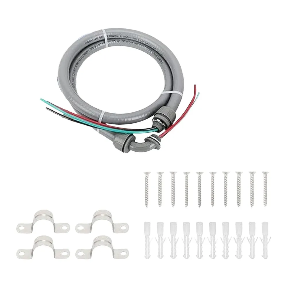 For electrical conduit 3/4 inch 6 ft flexible PVC with grounding assembly and 3 conductor copper wiring red black green