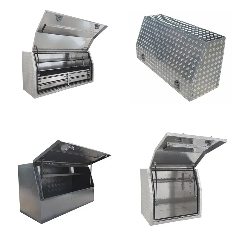 for 1.3m Custom Heavy Duty Secure Outdoor Aluminum Checker Truck Bed Tool Box with Two Lower Drawers Waterproof Protection