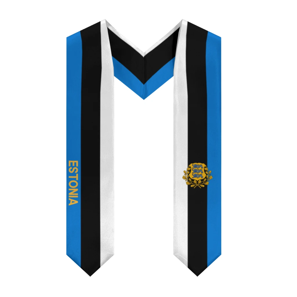 More design Graduation shawl Estonia & United States Flag Stole Sash Honor Study Aboard International Students