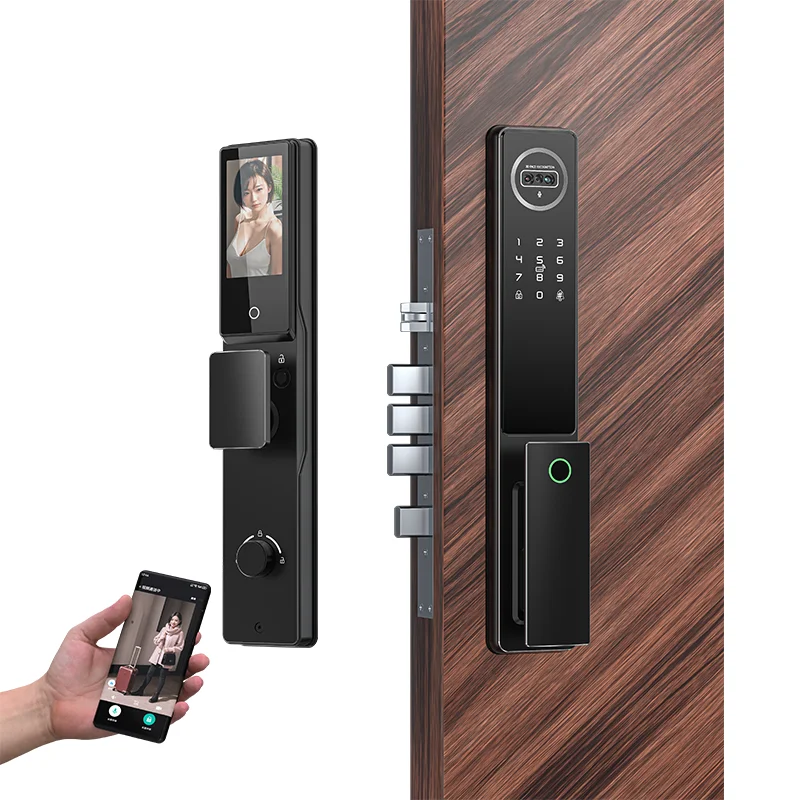 Enrique Tuya China Wholesale  Wooden  With Camera And Fingerprint Real Time Intercom  Recognition Face Door Lock