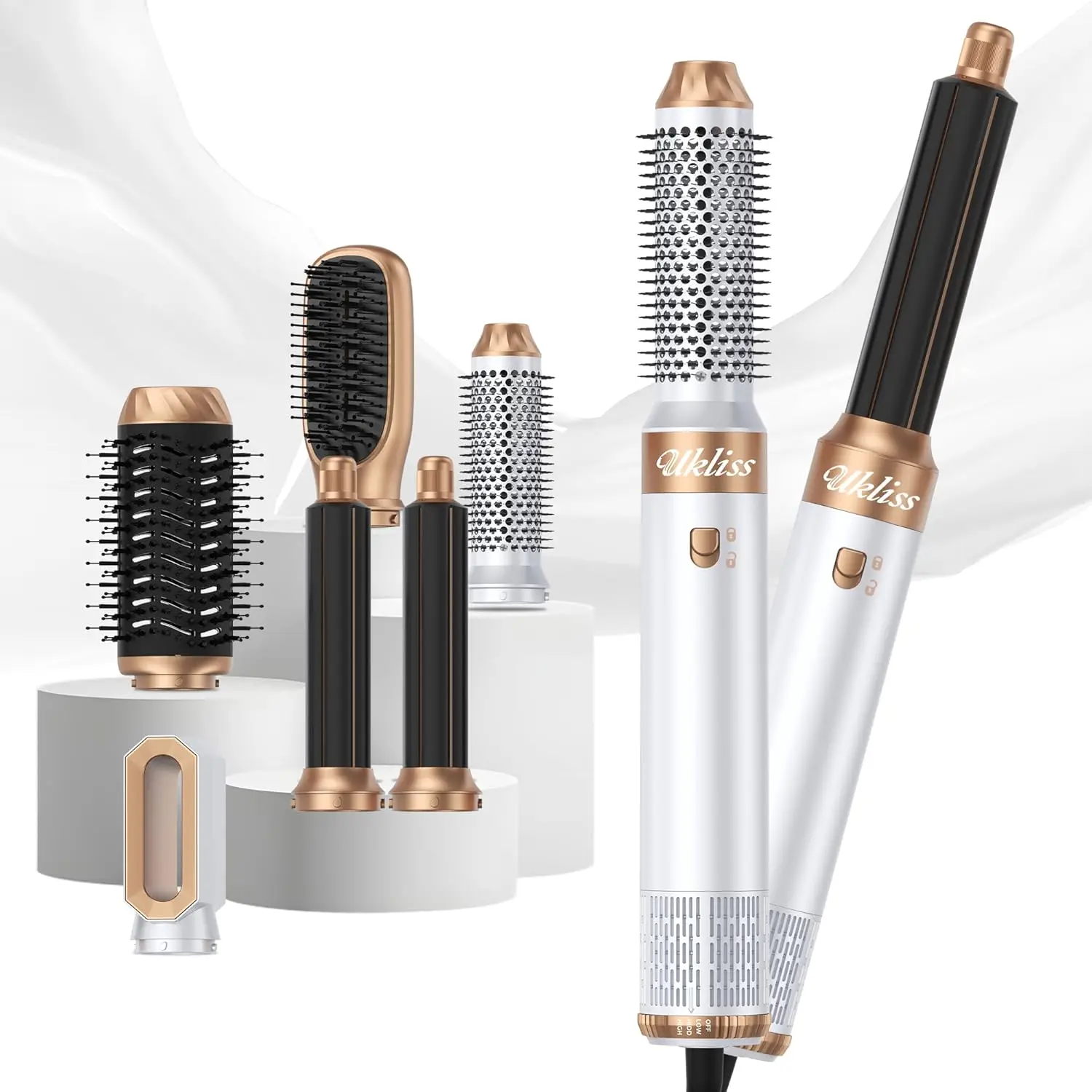 

Многофункциональная фен-щетка 6-в-1 для тонких и нормальных волос, ионно-керамический стайлер против пушистости с безопасной вилкой ALCI