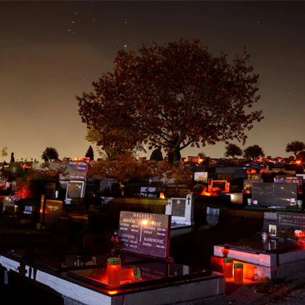 2x Tuin Geleid Graflicht Met Elektronische Zonne-Energie Kaars Voor Begraafplaats Ritueel Koolstofarm Leven Zonder Vlam