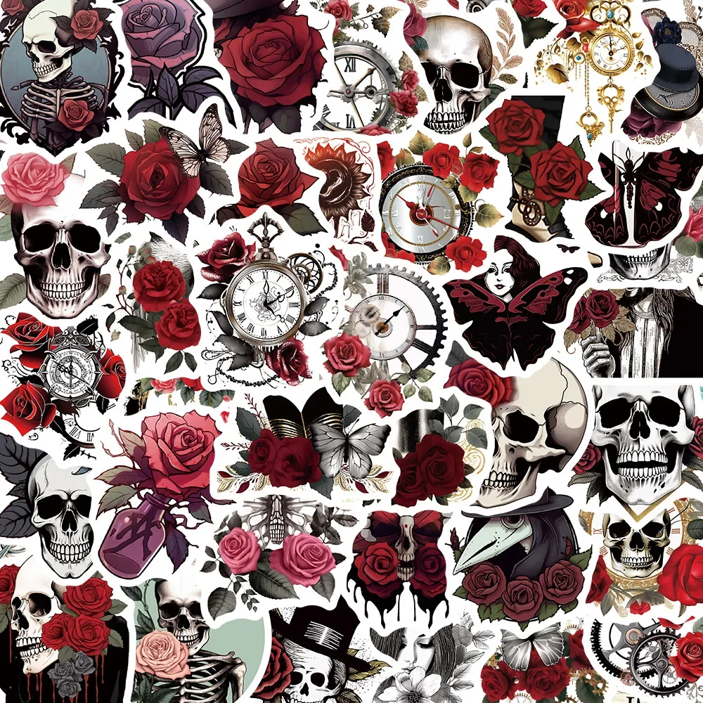 

10/30/50PCS Cool Trendy Cartoon Gothic Skull Sticker Suitcase DIY Skateboard Laptop Refrigerator Car Decoration Decal Wholesale