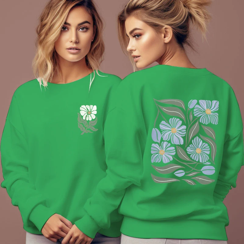 أزياء بوهيميا النساء بلوزات خمر جماليات الأزهار طباعة هوديس الخريف الشتاء طاقم الرقبة الزهور نمط الإناث السترة