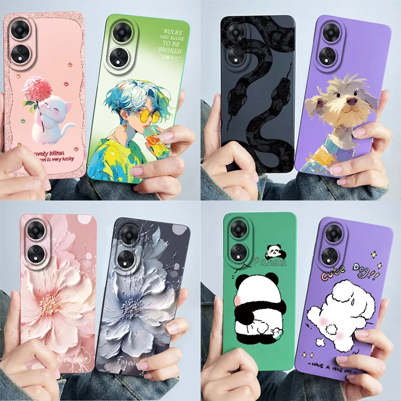 For OPPO A78 5G / A1X 5G Phone Case CPH2483 CPH2495 Cover Silicone Sweet Painted Shell Cartoon Funda Lovely Printed Casing Coque