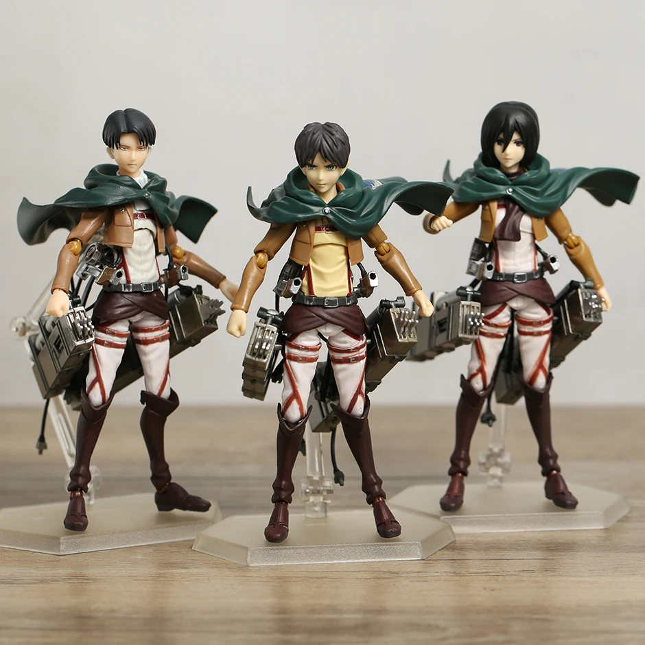 Figma : Mikasa Ackerman 203 Eren Jaeger 207 Rivaille Levi 213 Action Figure PVC Toy Model Doll Collection GIft