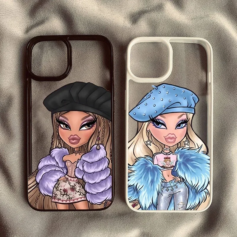 Lovely Doll Bratz Phone Case For iPhone 15 14 Pro MAX 11 13 12 16 X SE20 XR 7 8Plus Fashion Girl Shockproof Hard Cover Clear Bag