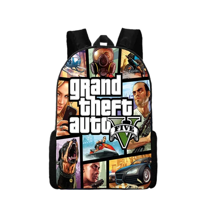 Grand Theft Auto Driver Teenage Boy And Girl Backpack Laptop Bag Student Backpack Daily Leisure Backpack Travel Backpack