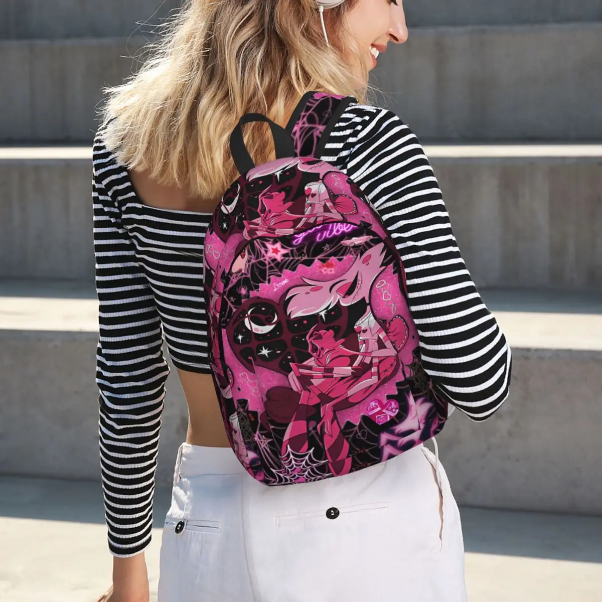 Angel Dust Hazbins Student Backpack School Bag Hiking Travel Daypack for Men Women Bookbag Shoulder Bags