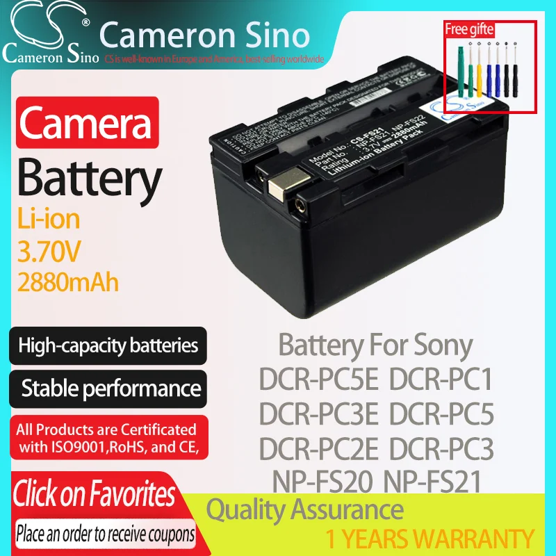 CameronSino Battery for Sony DCR-PC5E DCR-PC3E DCR-PC1 DCR-PC2E DCR-PC5 DCR-PC3 fits Sony NP-FS21 Digital camera Batteries 3.70V