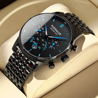 POEDAGAR Chronograph Quartz Watch Fashion Stainless Steel  Men Wristwatch Waterproof Luminous Date Sport Watch Relogio Masculino