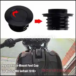 For Harley Softail M8 Deluxe Heritage Classic Sport Glide 18-Up Pop-up Flush-Mount Fuel Cap & Left Side Tank Caps Kit