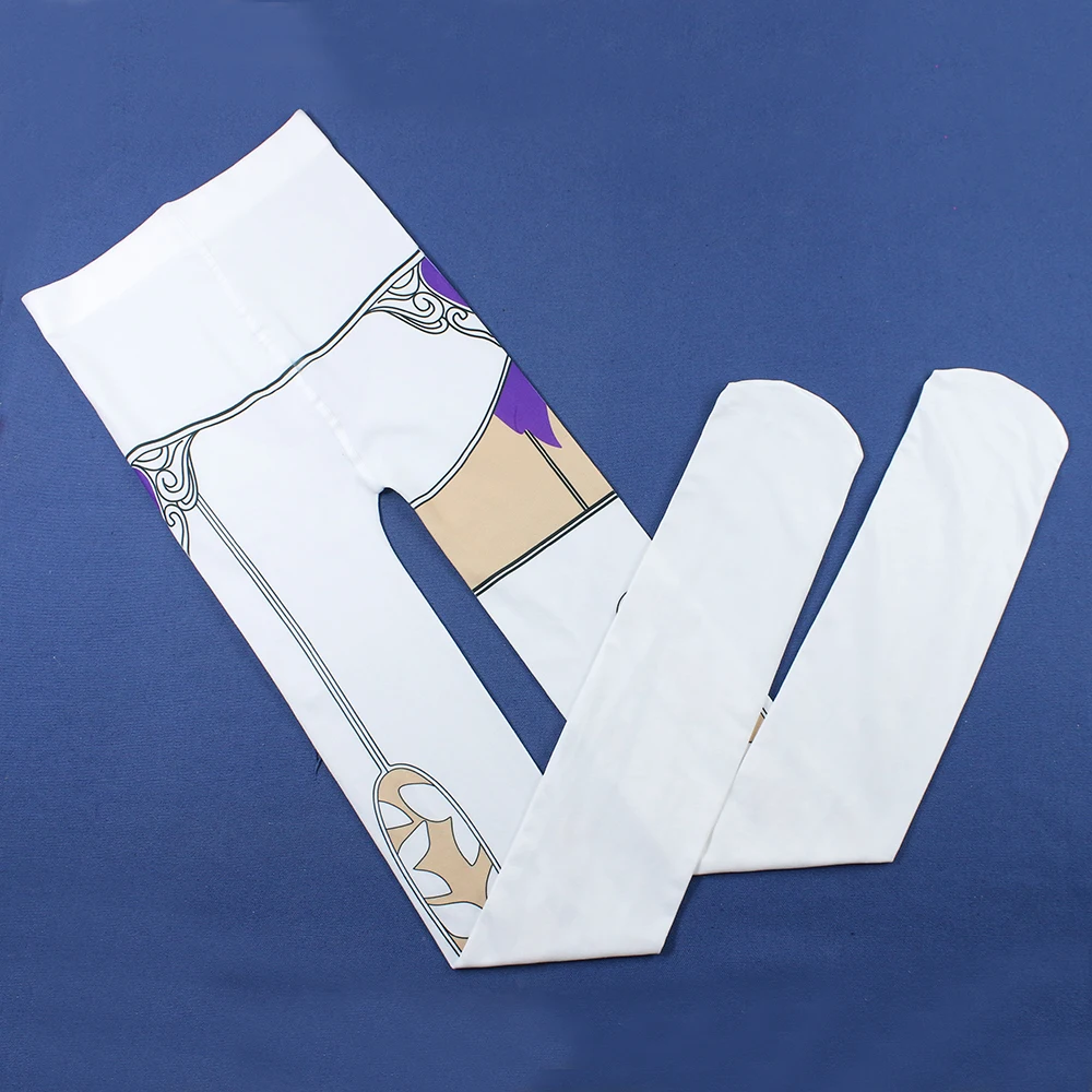 Anime Honkai: 스타 레일 Castorice 코스프레 의상 팬티 스타킹 흰색 보라색 나비 여성 JK 스타킹 소녀 유니폼 액세서리