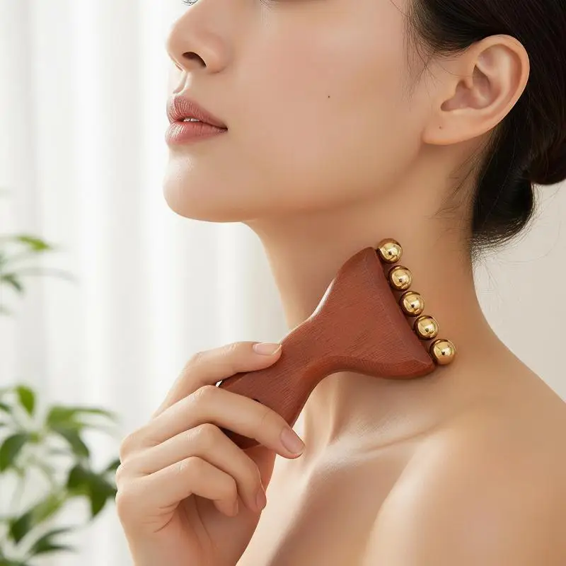 Meridians Massage Comb Copper Wooden Gua Sha Tool Scalp Relax Body Massager