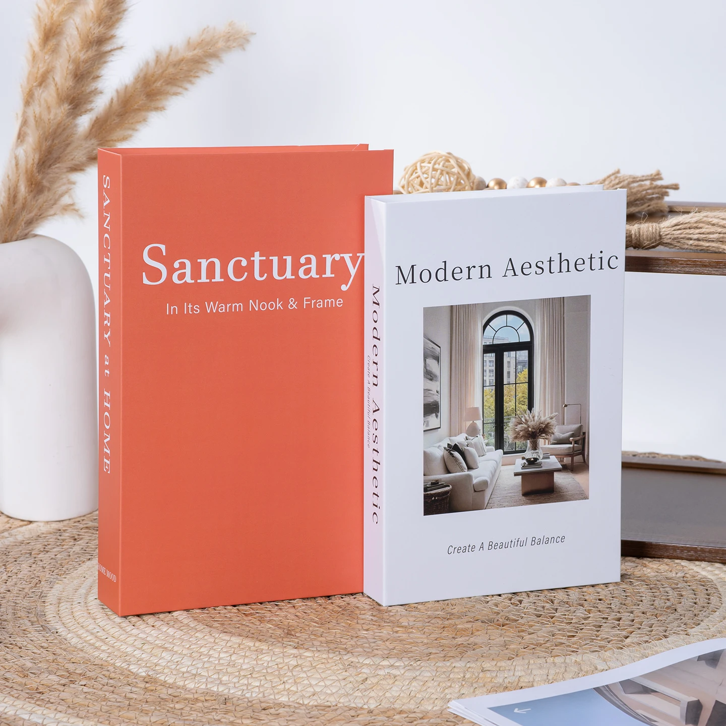 2 Stück Öffnbare Deko-Bücher für Wohnzimmer, Designer-Bücher als Couchtisch-Ornamente, Requisiten für Club, Hotelzimmer und Villa – Detail 12