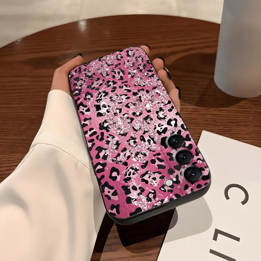 حافظة لهاتف سامسونج جالاكسي S21 FE S23 Ultra S24 Plus S25 Edge S20 غطاء هاتف ناعم أسود بتصميم فيونكة وردية #4