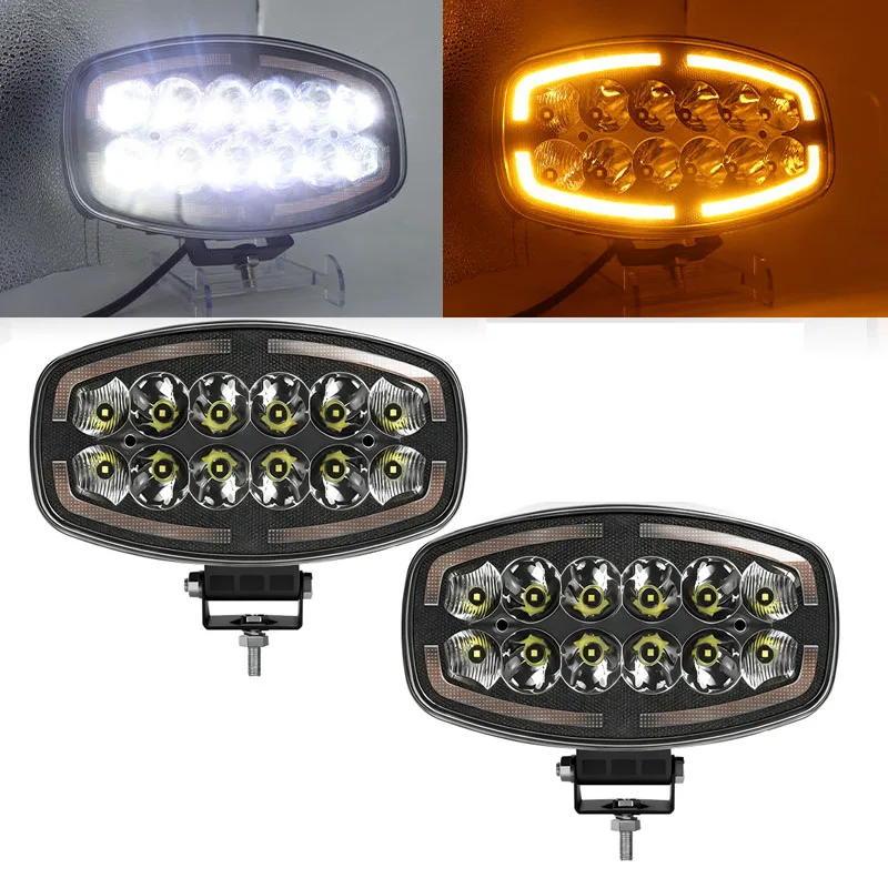 

1/2pcs 9Inch 12V 24V LED Work Light 40000LM Off road Headlight Spotlight Truck Auxiliary Square Car Driving White Yellow lamp