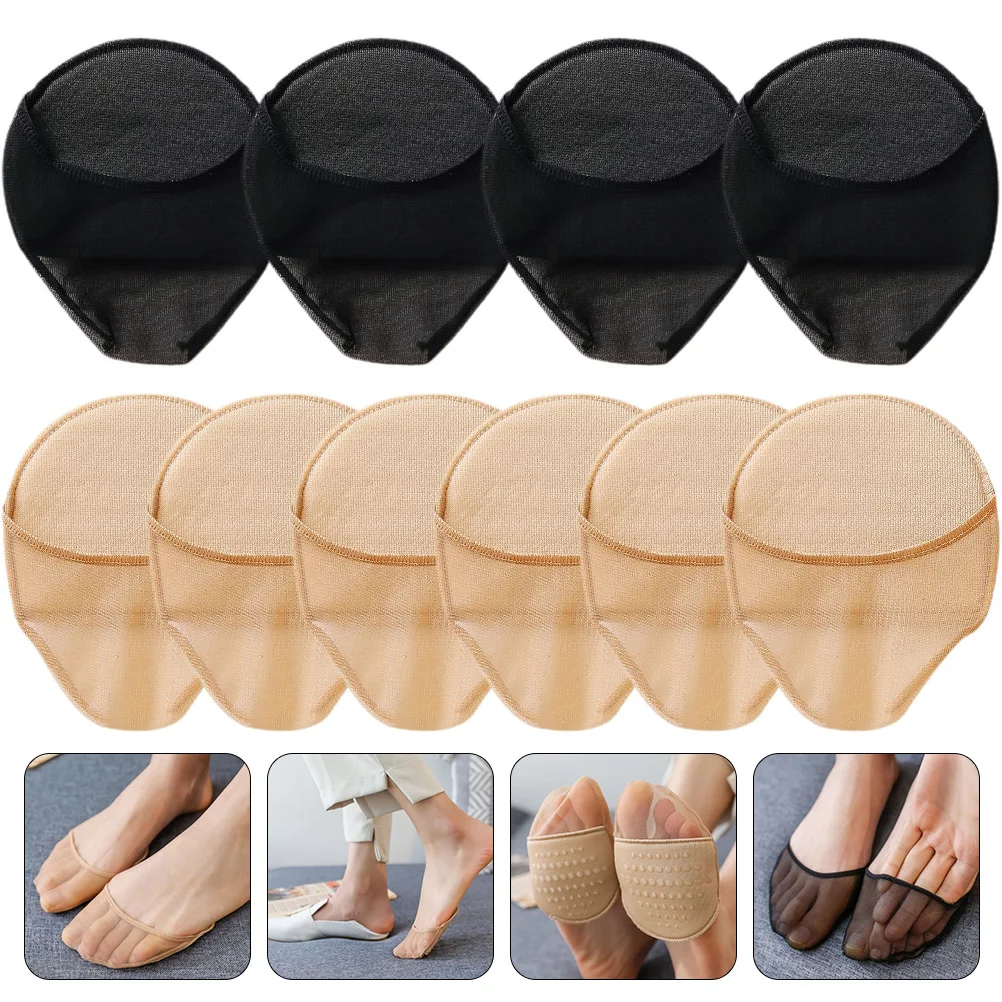 Meias de almofada de malha respirável para mulheres meio pé invisível antiderrapante resistente ao desgaste almofadas de antepé absorventes de umidade