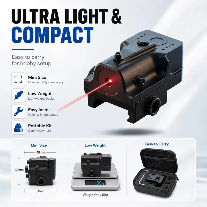 Lightweight Red‑beam Hobby Accessory, Precision Adjustable Indicator Module Fits Universal 20mm Base Rail