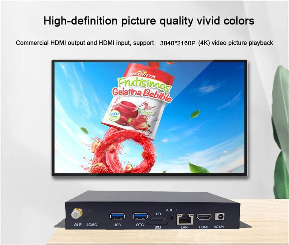RK3588 Android 4K UHD HD-MI OUT und IN 4G Player mit 4+64G Wide-Area-Netzwerk CMS Digital Signage Media Player – Detail 6
