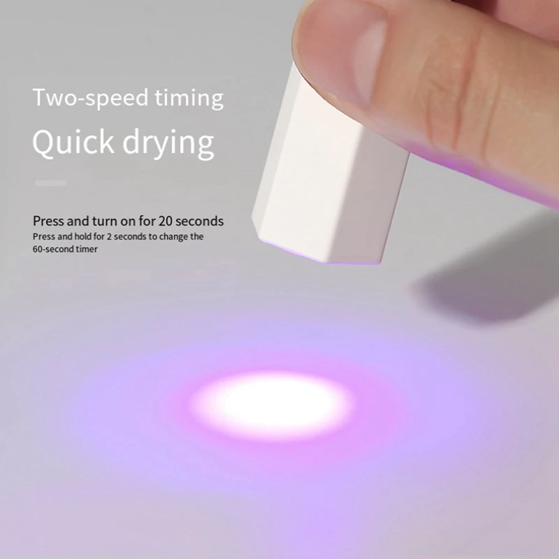 Nail Art Luz portátil Luz branca Mini Express Secador de unhas Bateria de longa duração e secagem rápida