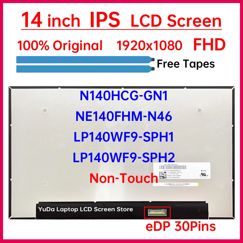 Tela LCD de 14 polegadas para Notebook NE140FHM-N46 LP140WF9-SPH1 LP140WF9-SPH2 N140HCG-GN1 Painel de Substituição de Matriz de Display 1920x1080 Não Sensível ao Toque