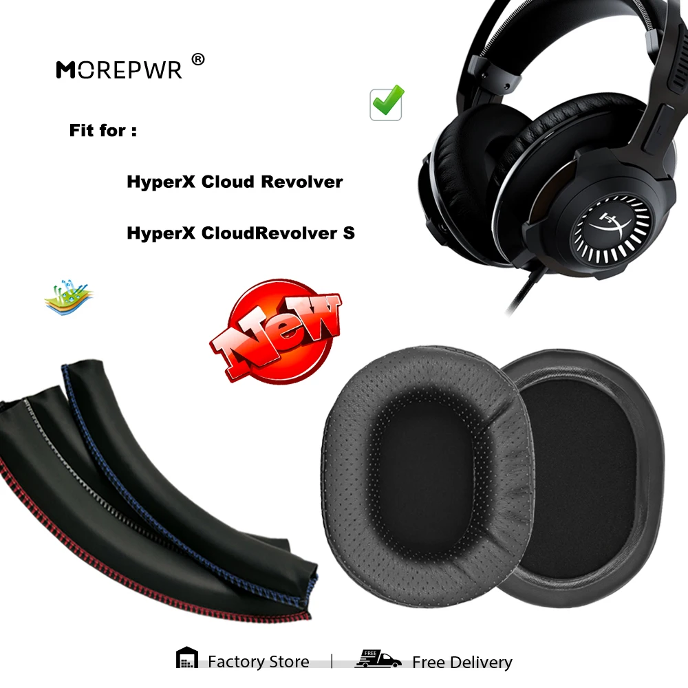 

Morepwr Replacement Ear Pads for HyperX Cloud Revolver Revolver S Headset Parts Leather Cushion Velvet Earmuff Earphone Sleeve