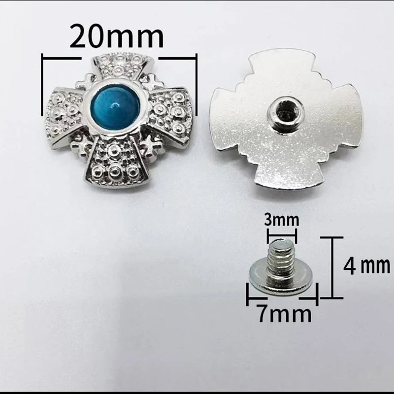 5 Set Silver Western Round Button Four Colors Turquoise Conchos Leathercraft Belt Bag Hatband Wallet Decor DIY Craft Accessories